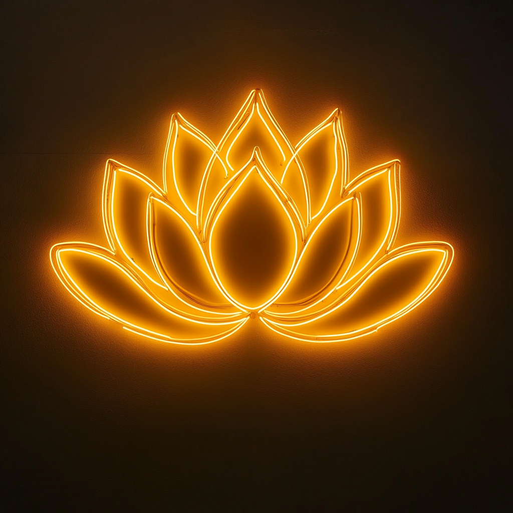 Lotus Flower - Yellow Neon Sign, 24 Inches