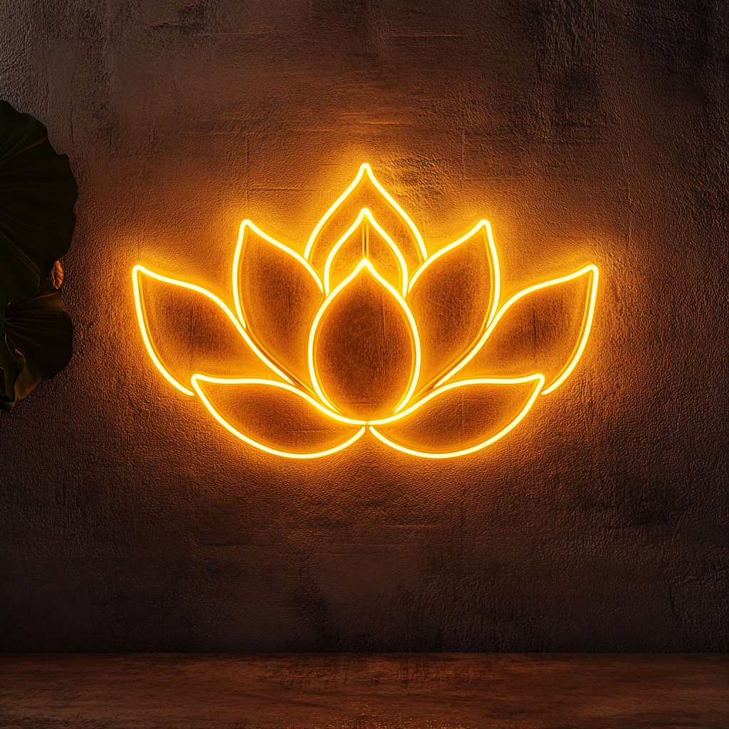 Lotus Flower - Yellow Neon Sign, 18 Inches