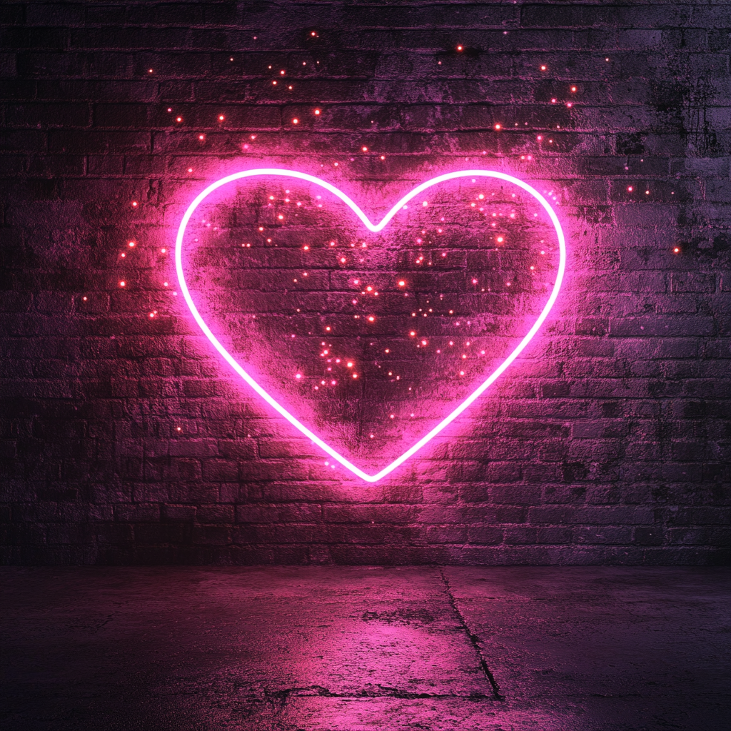 Love Heart with Sparkles - Pink Neon Sign, 18 Inches