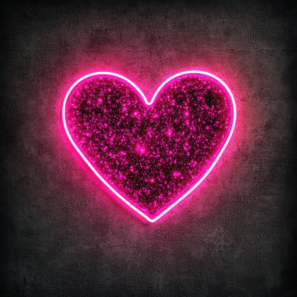 Love Heart with Sparkles - Pink Neon Sign, 24 Inches
