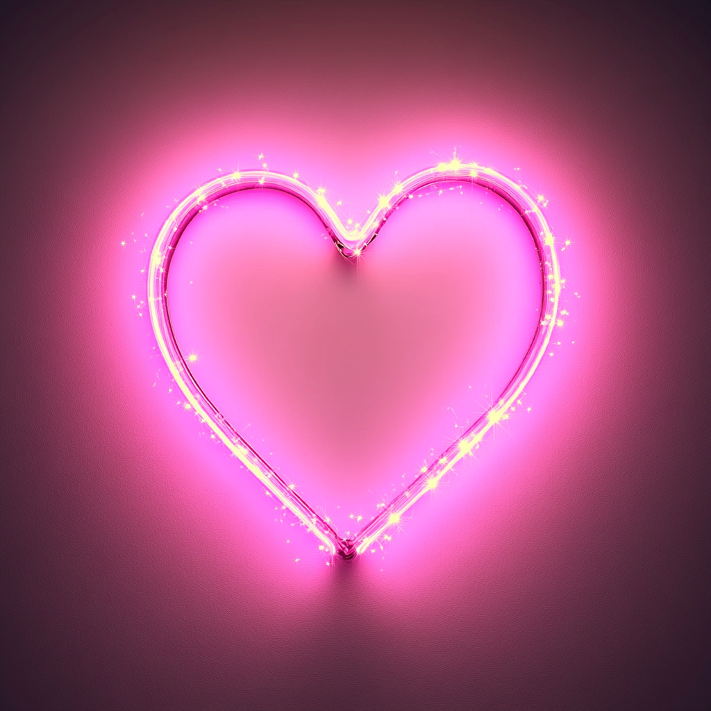 Love Heart with Sparkles - Pink Neon Sign, 18 Inches