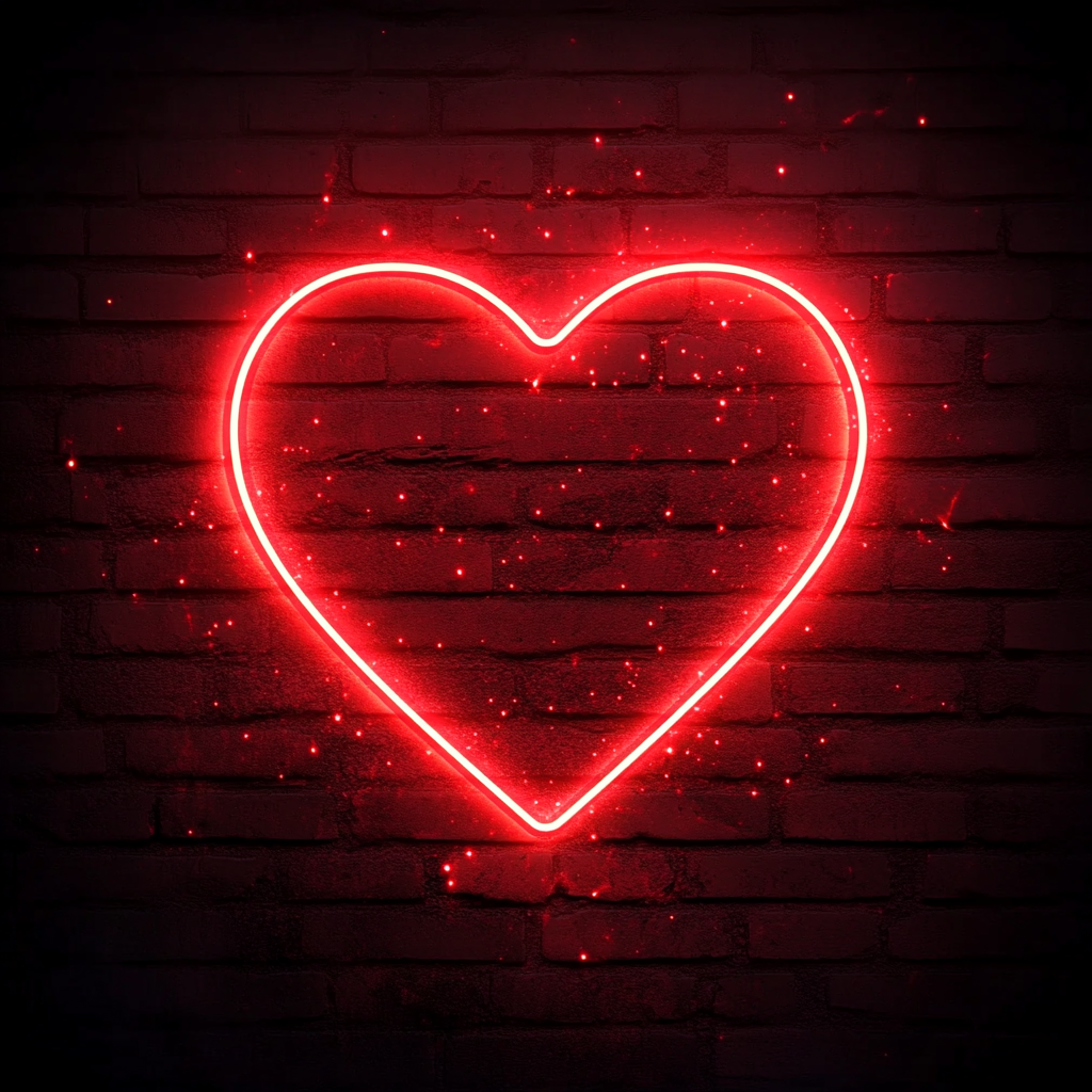 Love Heart with Sparkles - Red Neon Sign, 18 Inches