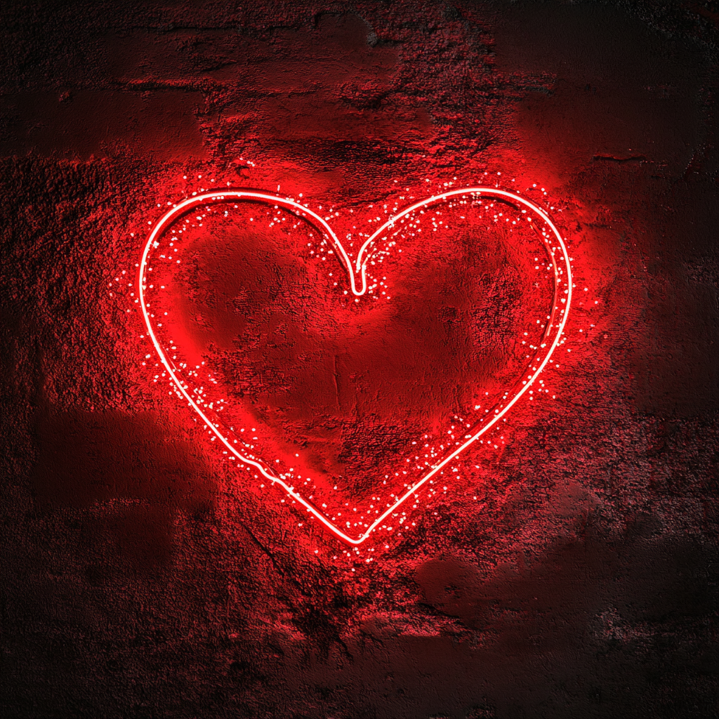 Love Heart with Sparkles - Red Neon Sign, 18 Inches