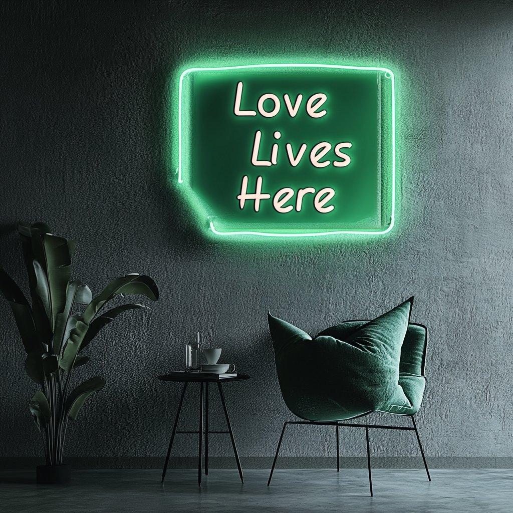 Love Lives Here - Green Neon Sign, 24 Inches