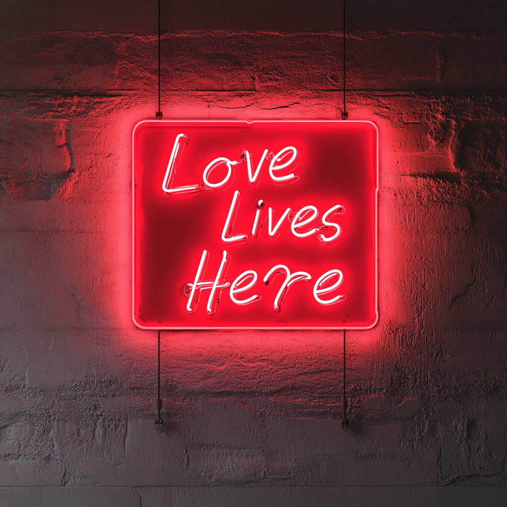 Love Lives Here - Red Neon Sign, 24 Inches