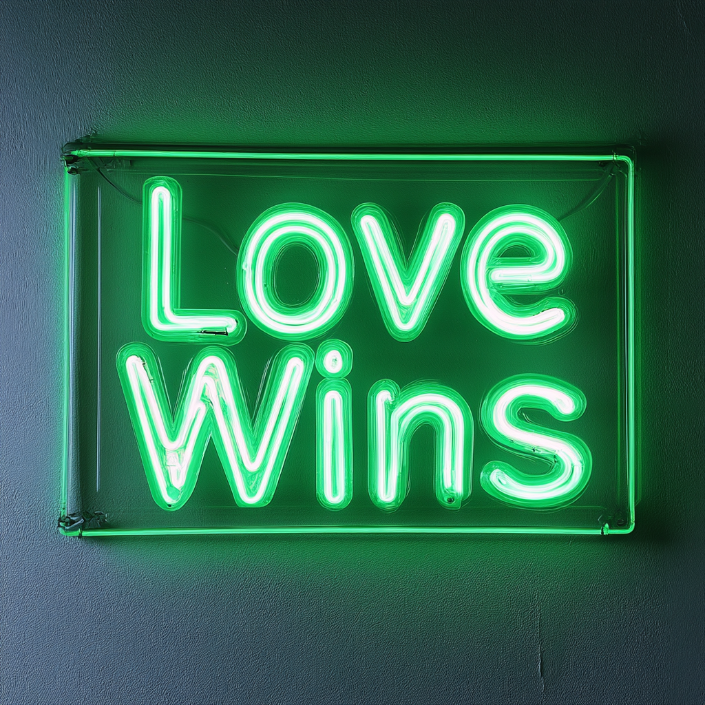 Love Wins - Green Neon Sign, 18 Inches