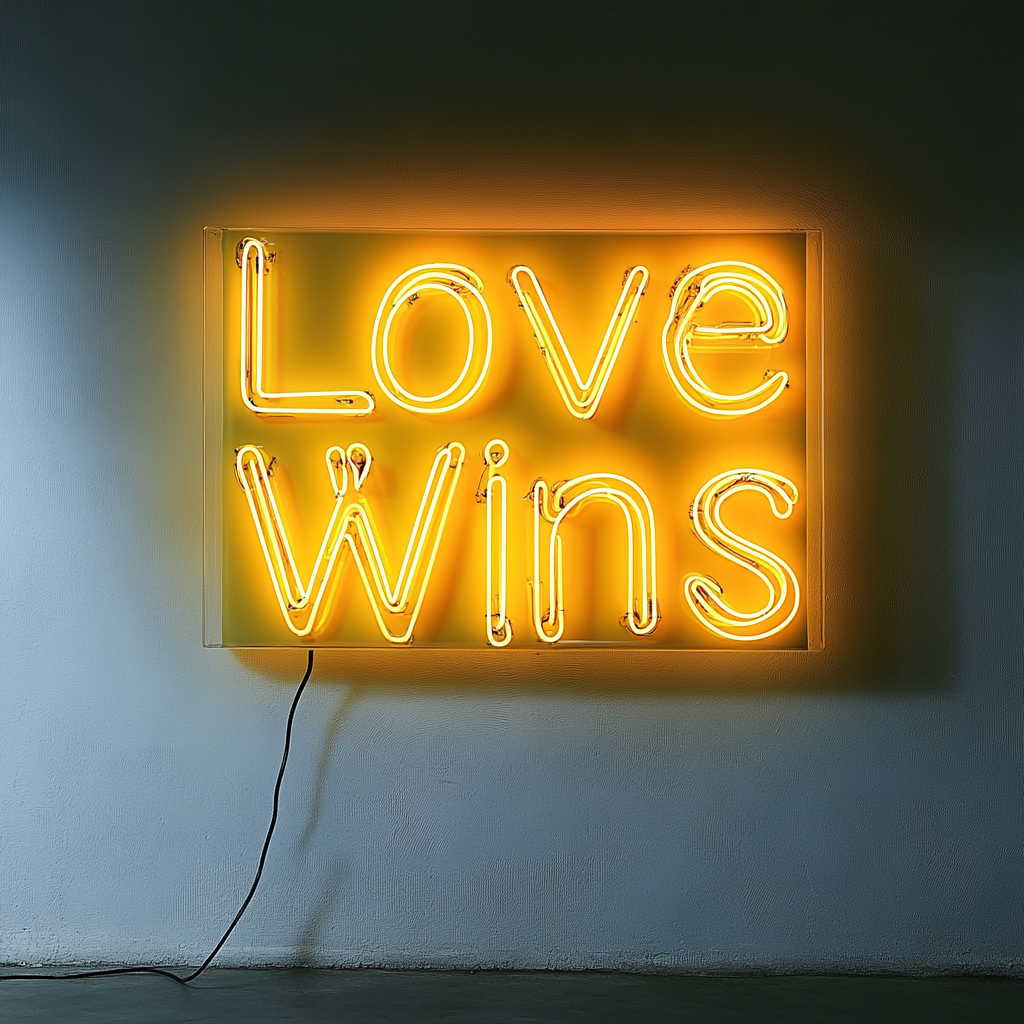 Love Wins - Yellow Neon Sign, 24 Inches