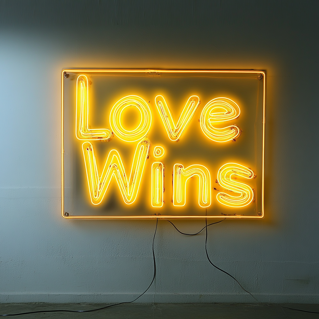 Love Wins - Yellow Neon Sign, 18 Inches