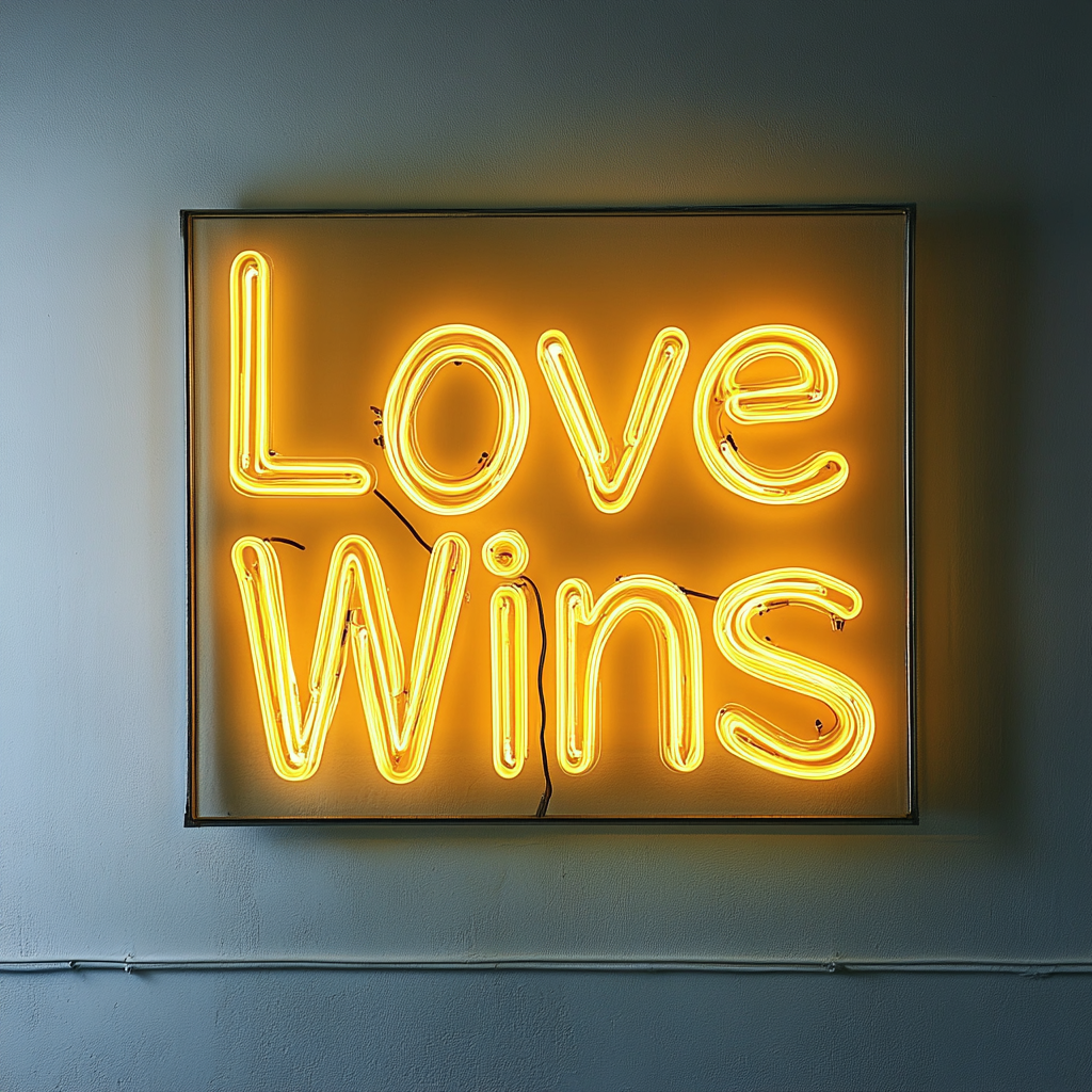 Love Wins - Yellow Neon Sign, 24 Inches