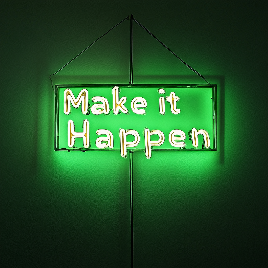 "Make it Happen" - Green Neon Sign, 24 Inches