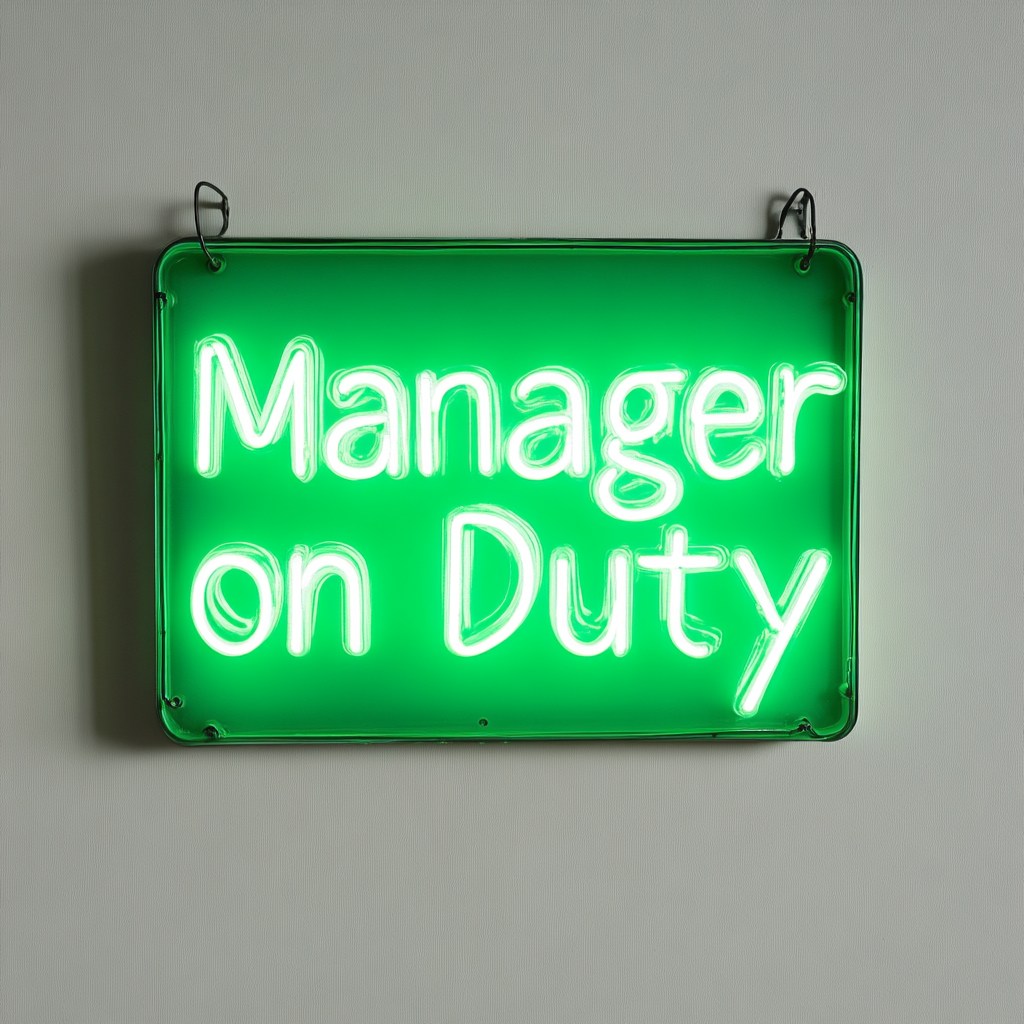 Manager on Duty - Green Neon Sign, 24 Inches