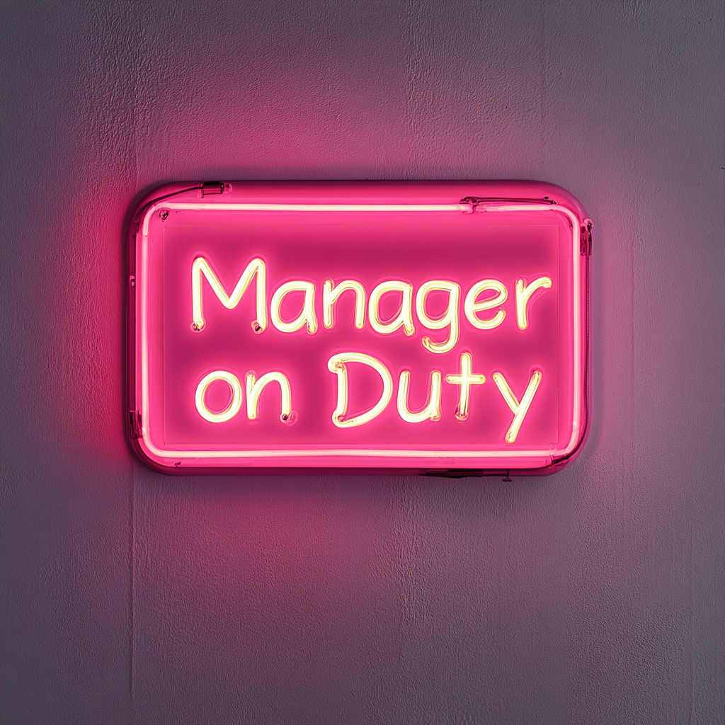Manager on Duty - Pink Neon Sign, 18 Inches