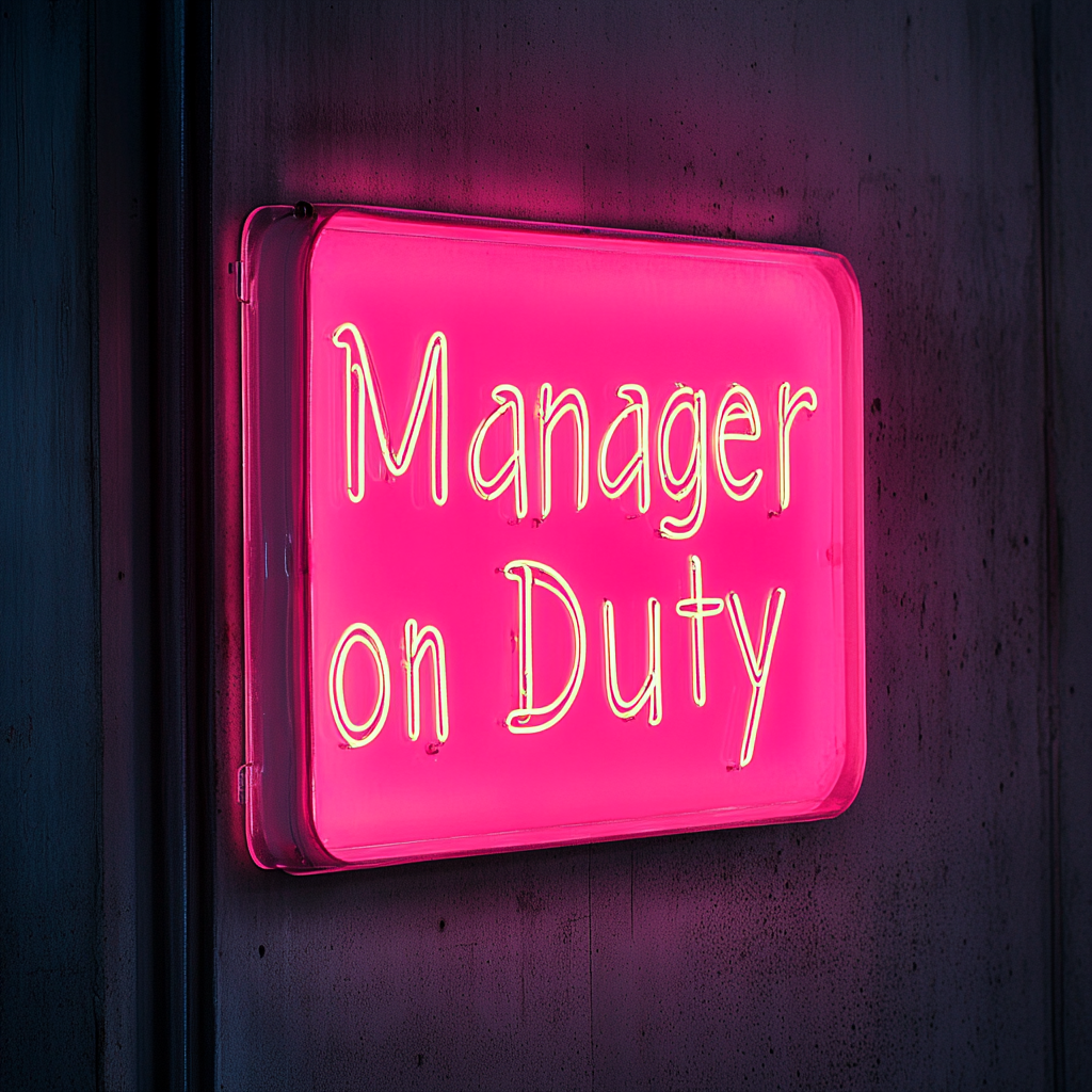 Manager on Duty - Pink Neon Sign, 24 Inches