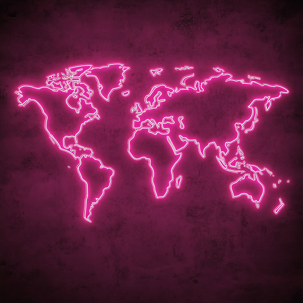Map - Pink Neon Sign, 24 Inches