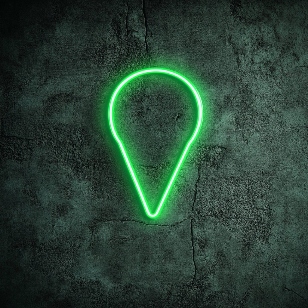 Map Pin - Green Neon Sign, 18 Inches
