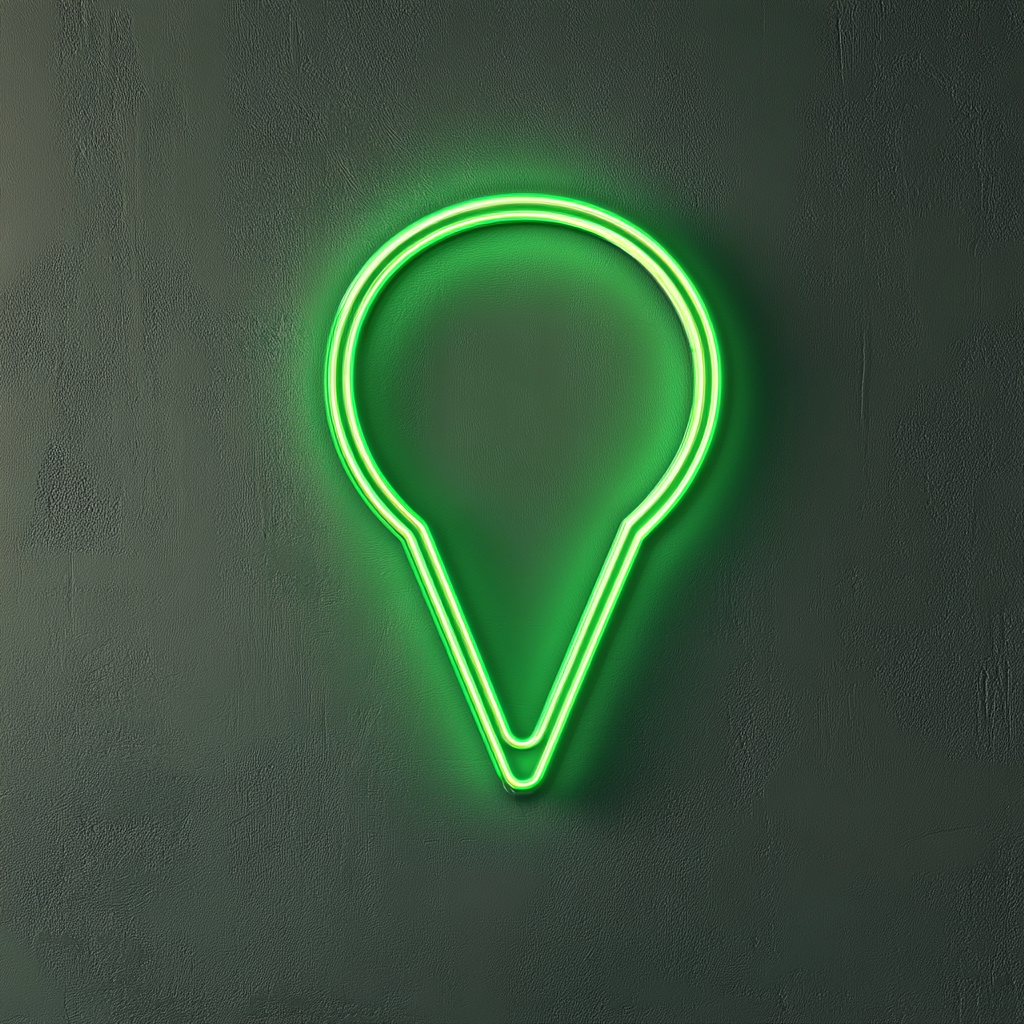 Map Pin - Green Neon Sign, 18 Inches