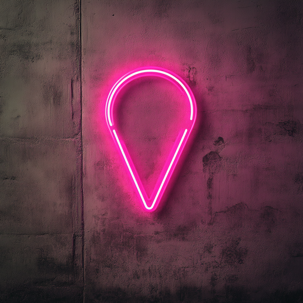 Map Pin - Pink Neon Sign, 18 Inches