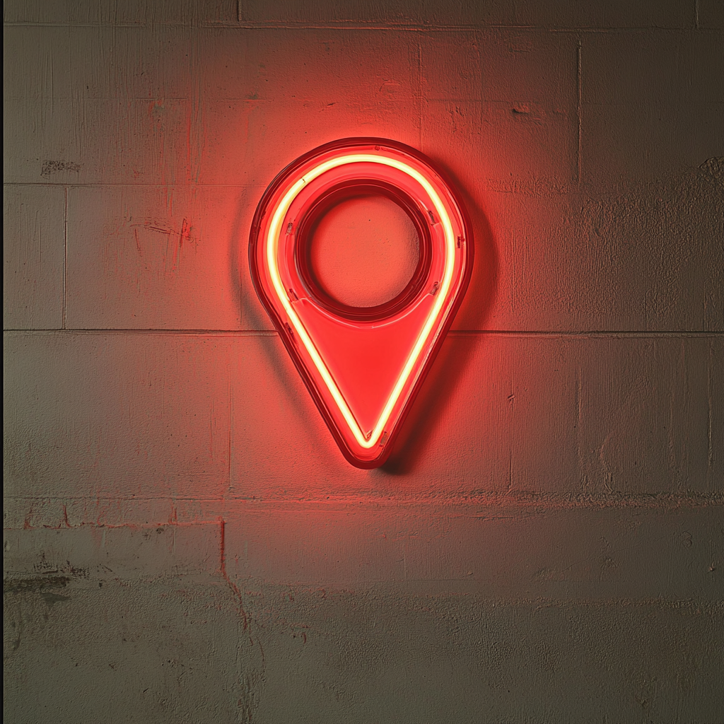 Map Pin - Red Neon Sign, 24 Inches