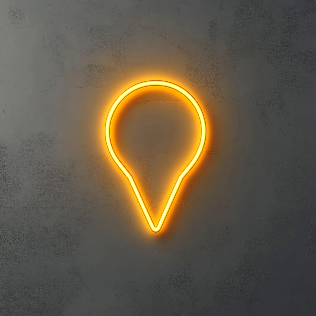 Map Pin - Yellow Neon Sign, 24 Inches