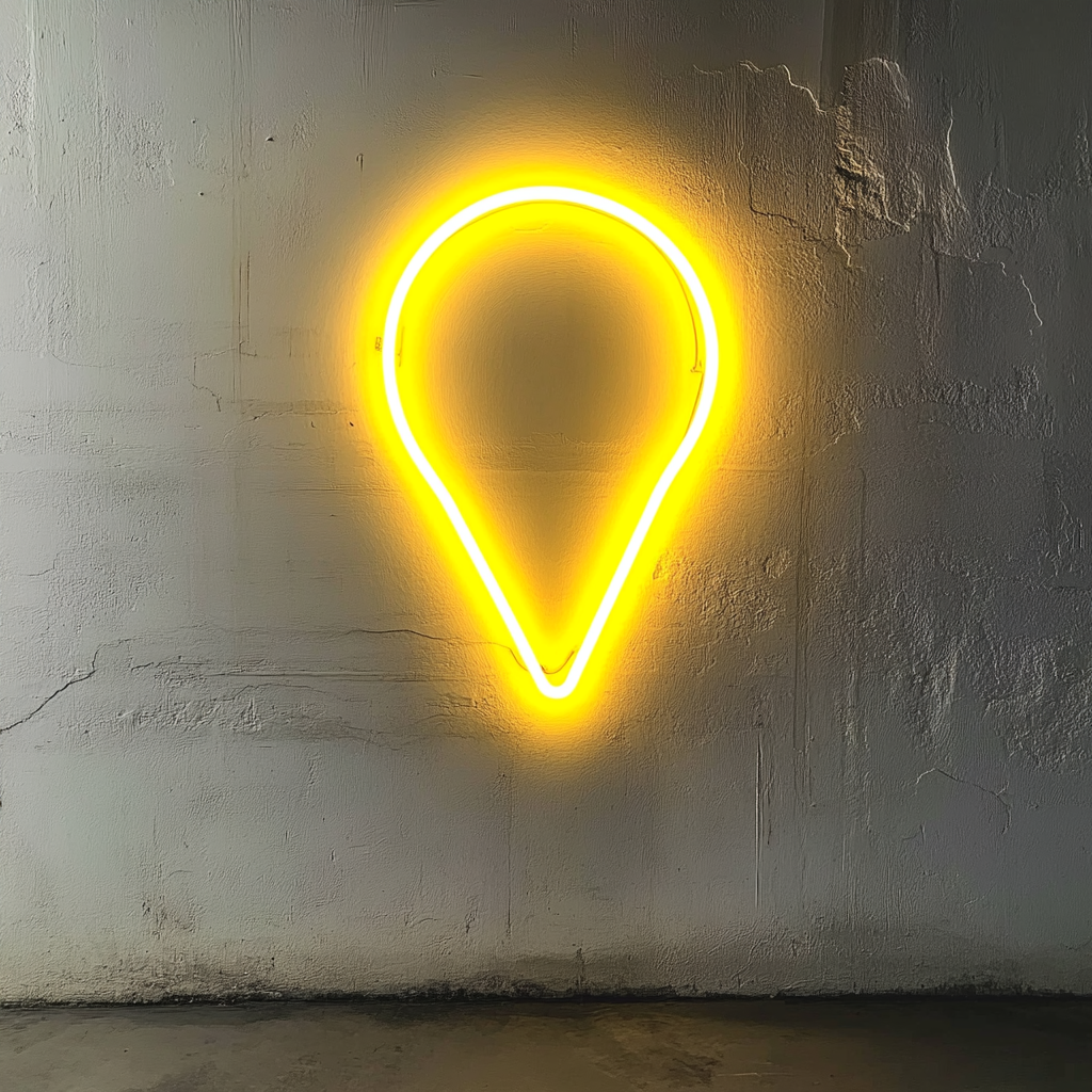 Map Pin - Yellow Neon Sign, 24 Inches