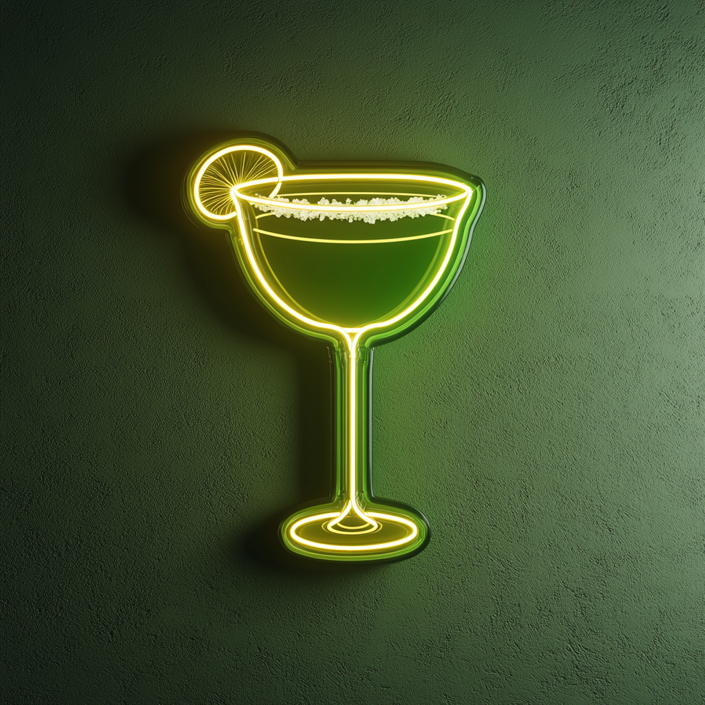 Margarita Glass with Salt Rim - Green Neon Sign, 18 Inches