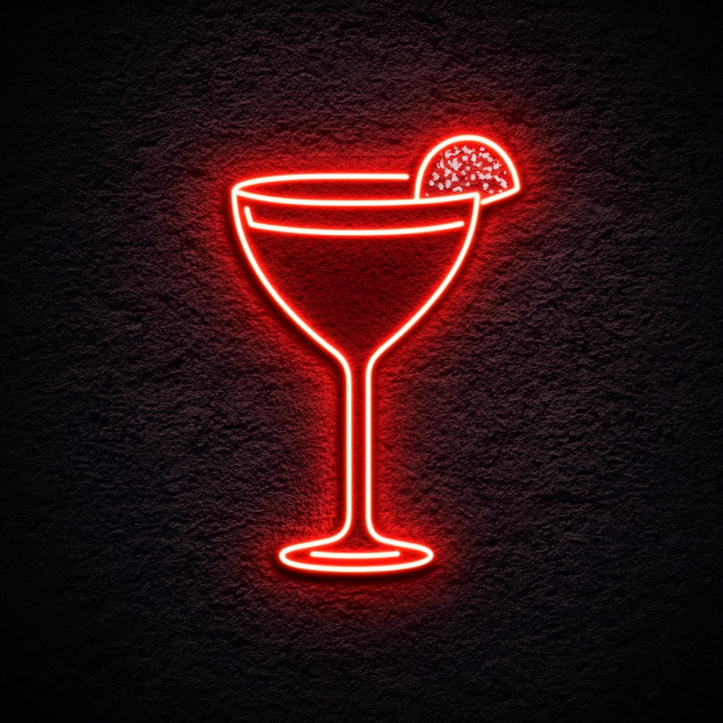 Margarita Glass with Salt Rim - Red Neon Sign, 24 Inches