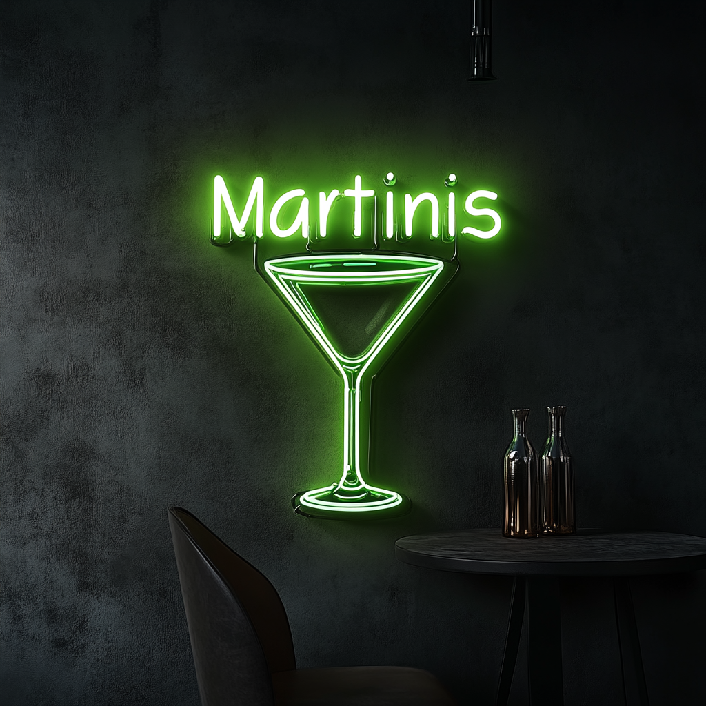 "Martinis" - Green Neon Sign, 24 Inches