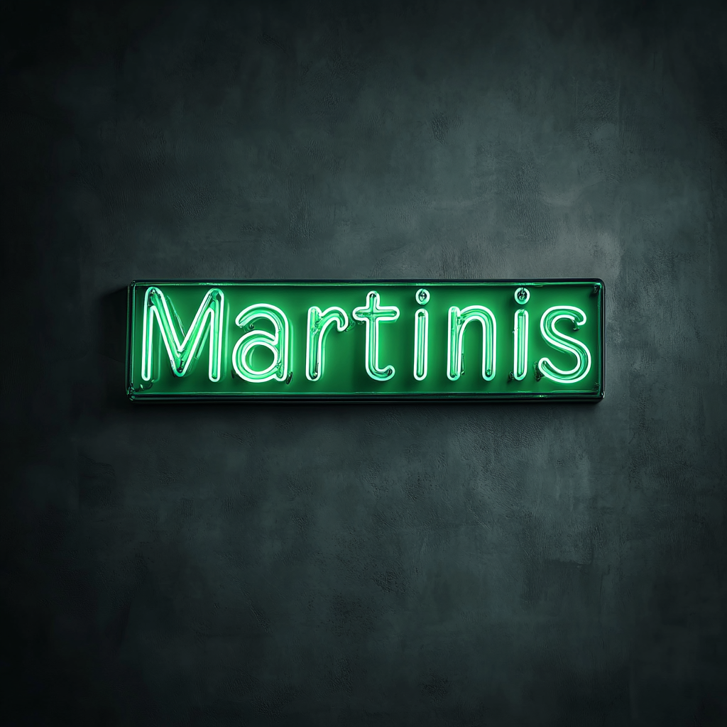 "Martinis" - Green Neon Sign, 24 Inches