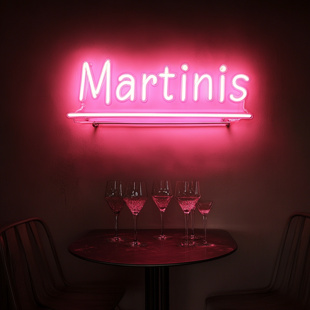 "Martinis" - Pink Neon Sign, 24 Inches