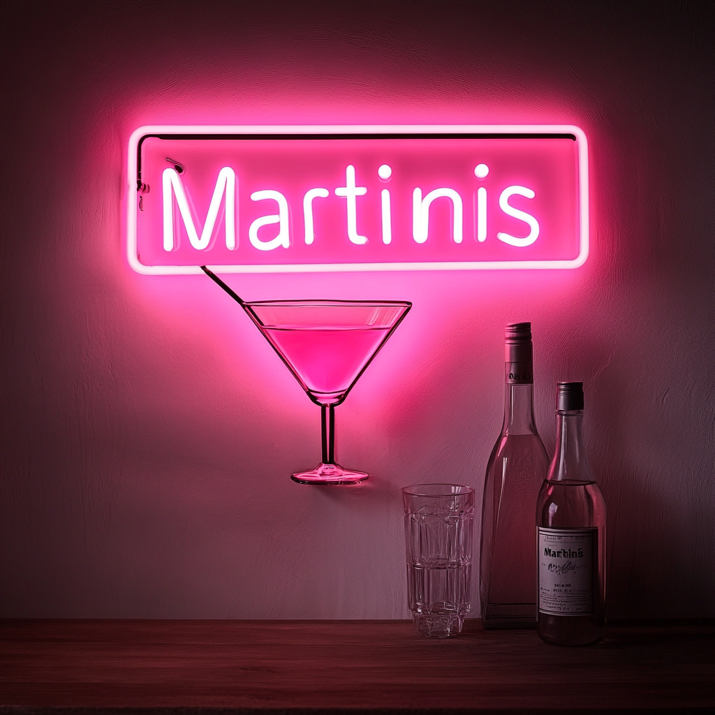 "Martinis" - Pink Neon Sign, 24 Inches