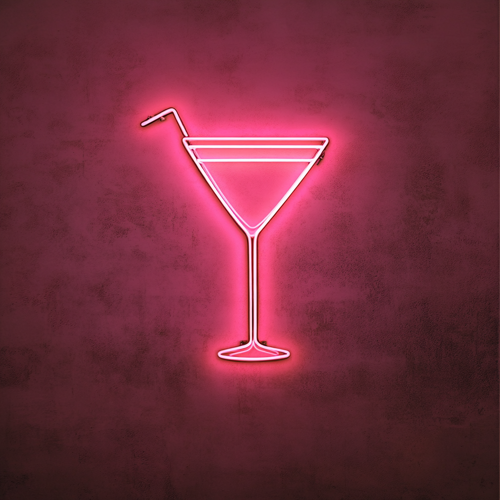 Martini Glass - Pink Neon Sign, 24 Inches