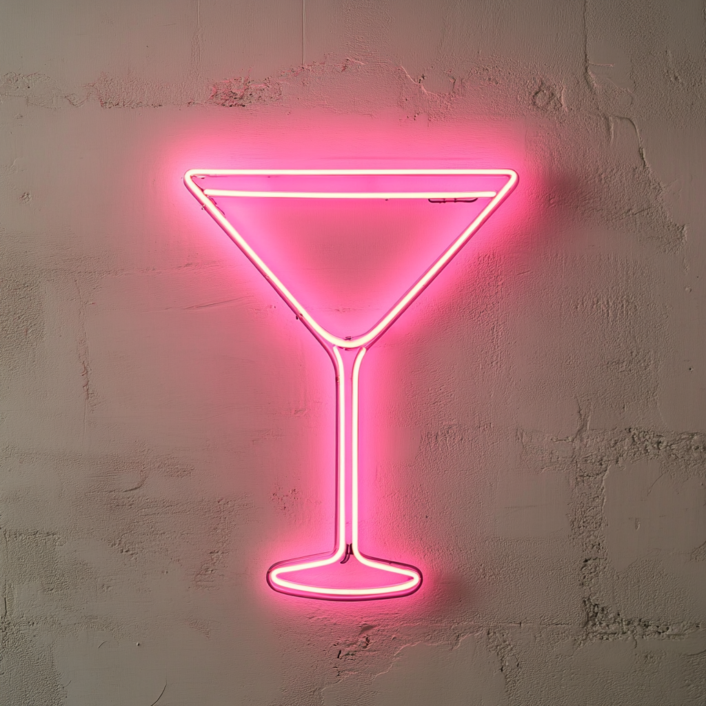 Martini Glass - Pink Neon Sign, 24 Inches