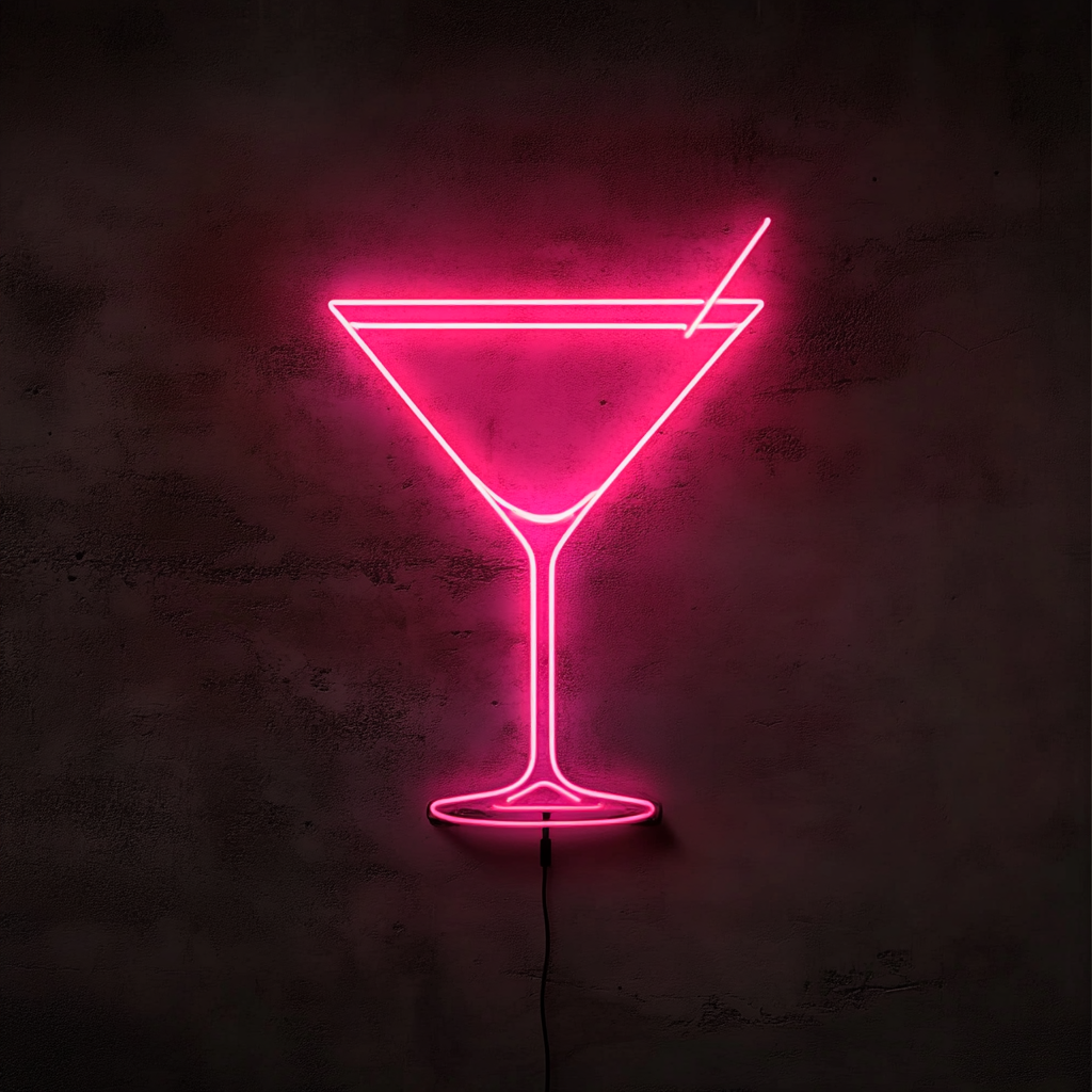 Martini Glass - Pink Neon Sign, 18 Inches