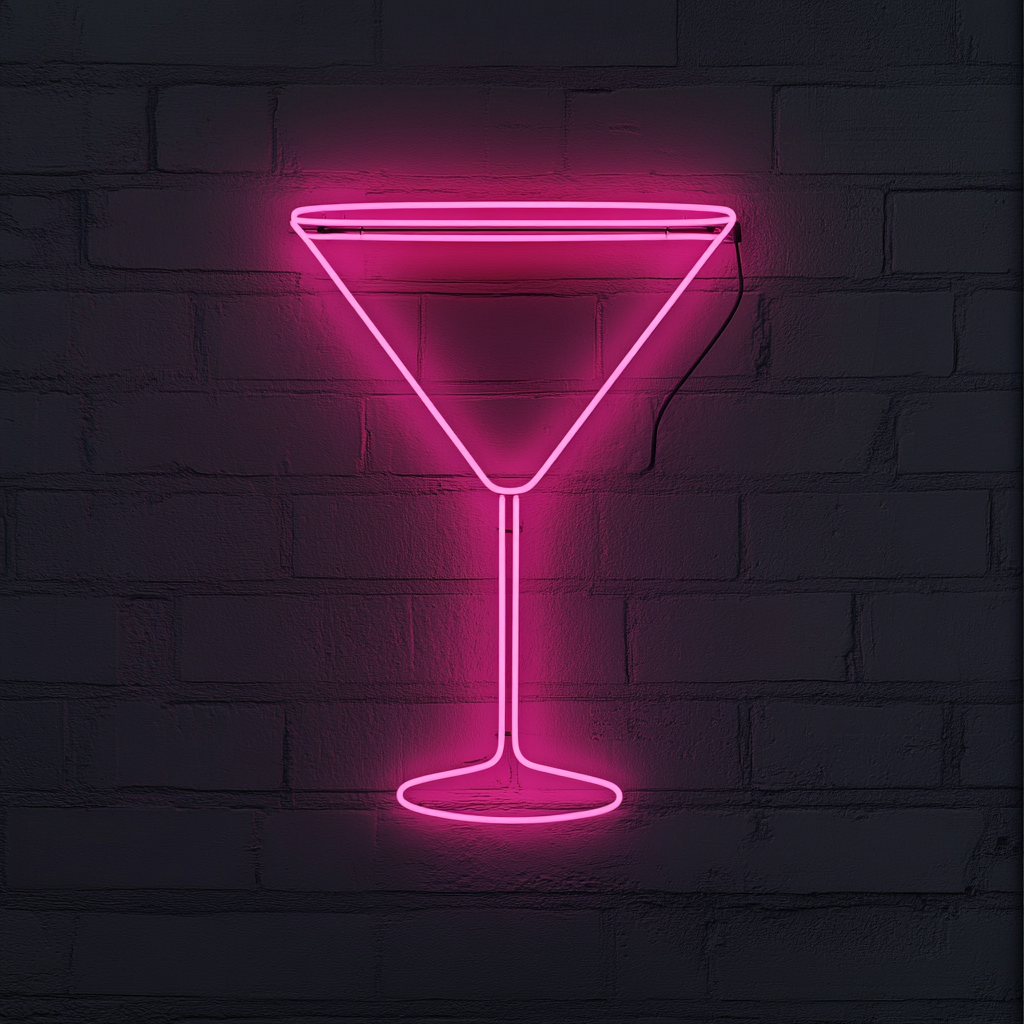 Martini Glass - Pink Neon Sign, 24 Inches