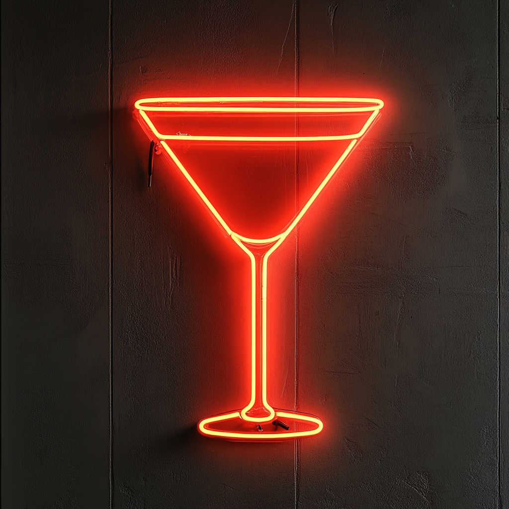Martini Glass - Red Neon Sign, 24 Inches