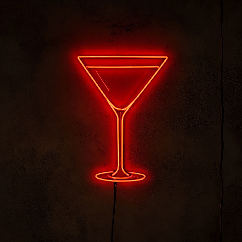 Martini Glass - Red Neon Sign, 18 Inches