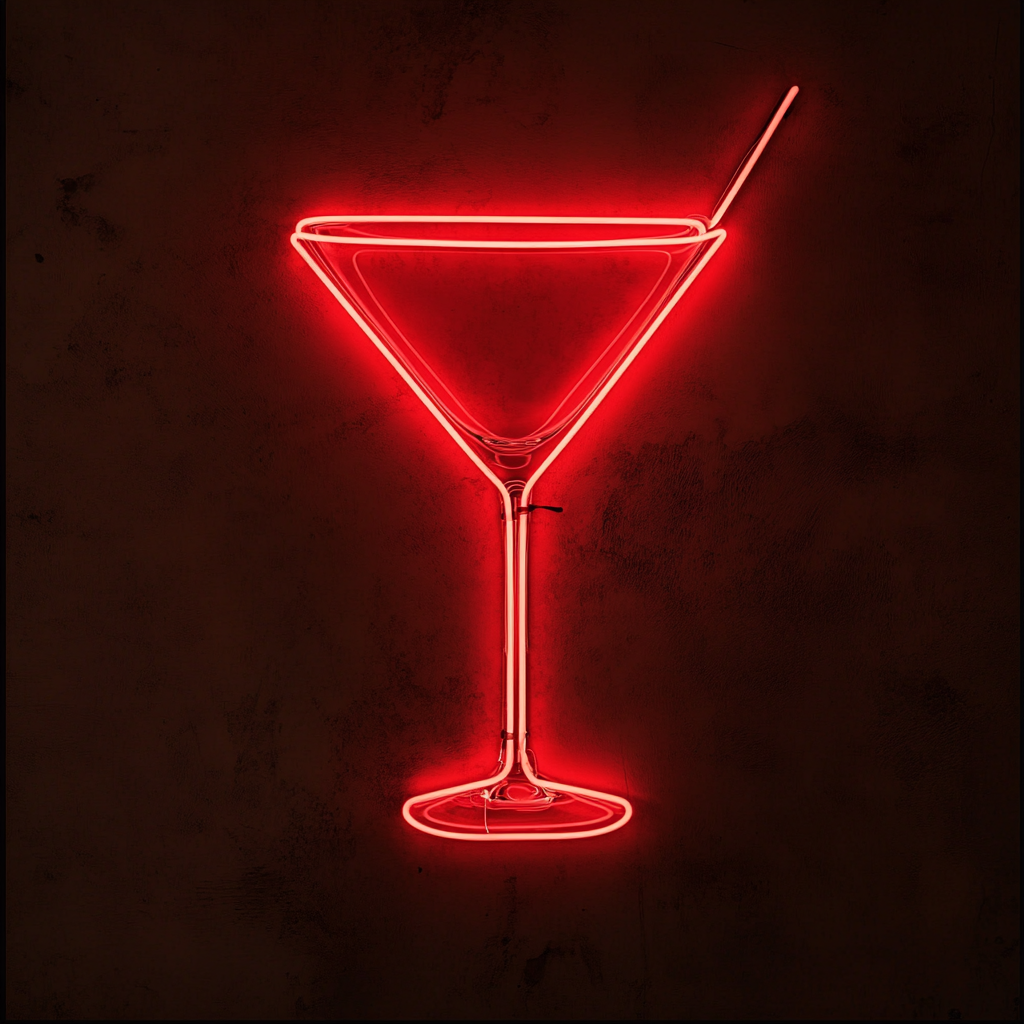 Martini Glass - Red Neon Sign, 24 Inches