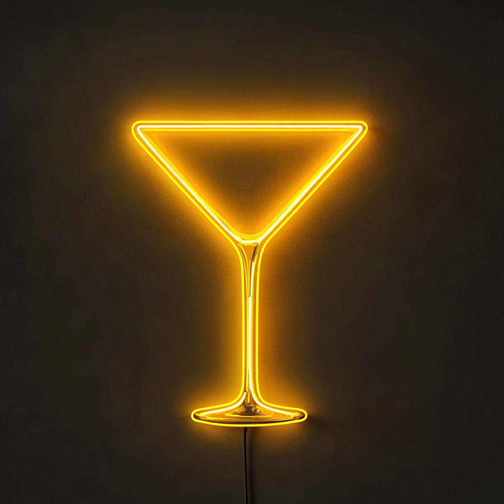 Martini Glass - Yellow Neon Sign, 24 Inches