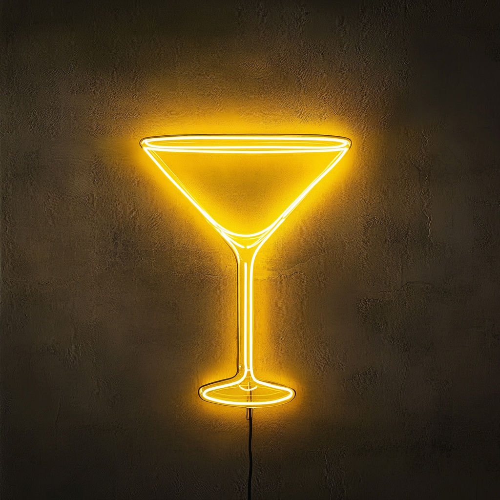 Martini Glass - Yellow Neon Sign, 18 Inches