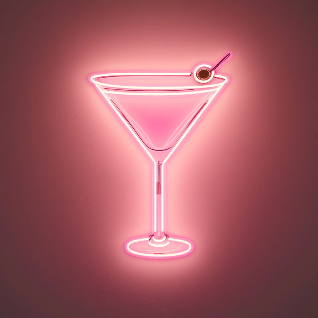 Martini with Olive - Pink Neon Sign, 24 Inches