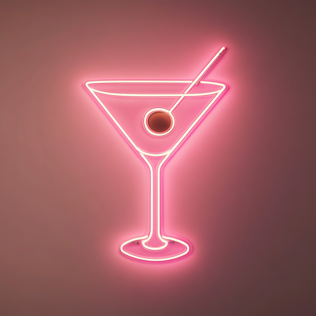Martini with Olive - Pink Neon Sign, 18 Inches