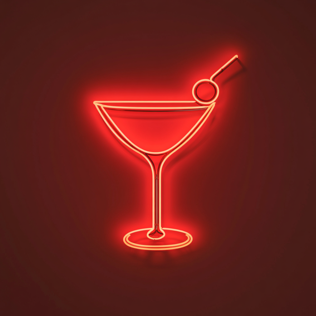Martini with Olive - Red Neon Sign, 24 Inches