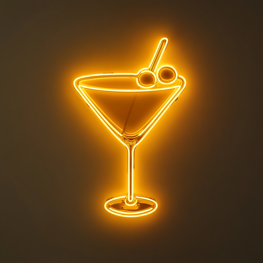 Martini with Olive - Yellow Neon Sign, 18 Inches