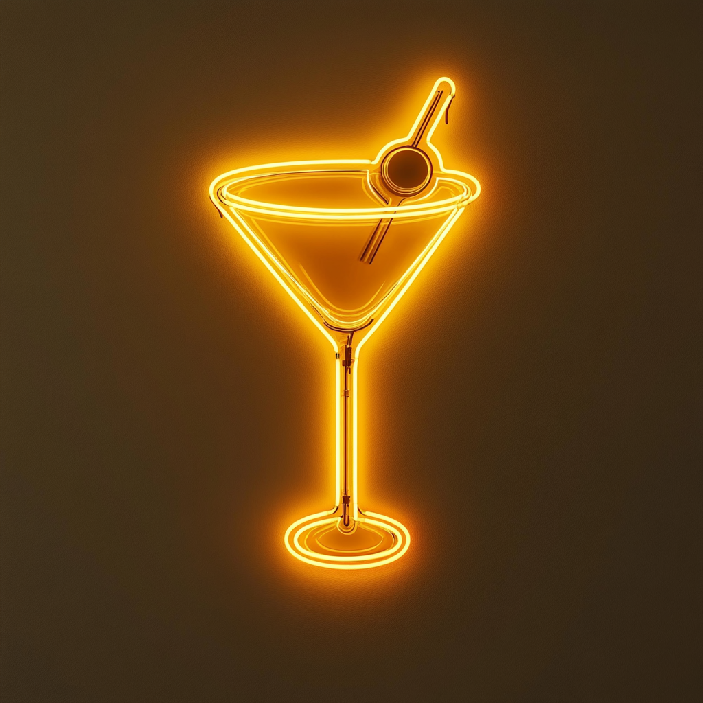 Martini with Olive - Yellow Neon Sign, 18 Inches