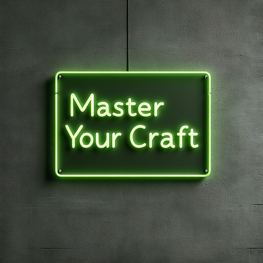 "Master Your Craft" - Green Neon Sign, 24 Inches