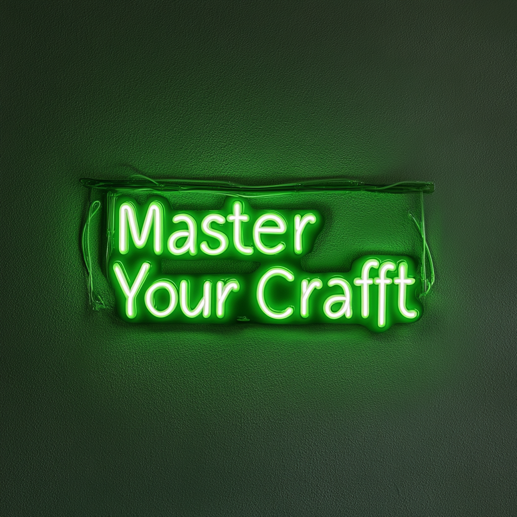 "Master Your Craft" - Green Neon Sign, 24 Inches