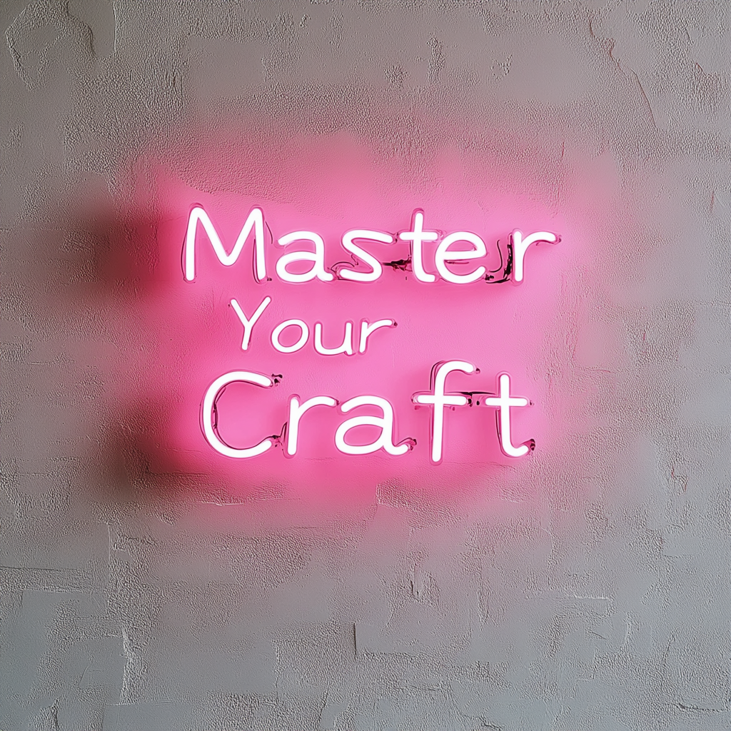 "Master Your Craft" - Pink Neon Sign, 24 Inches