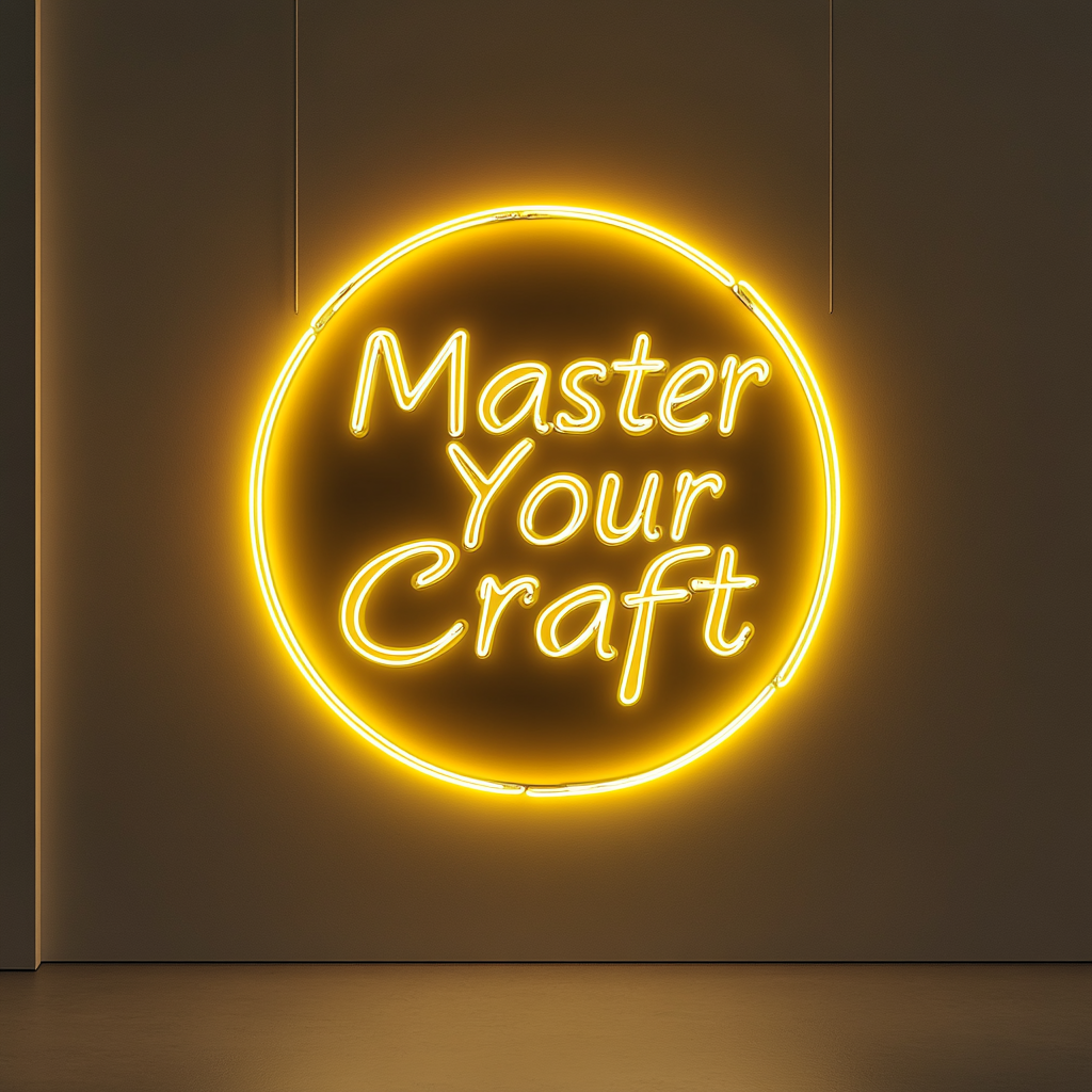 "Master Your Craft" - Yellow Neon Sign, 24 Inches