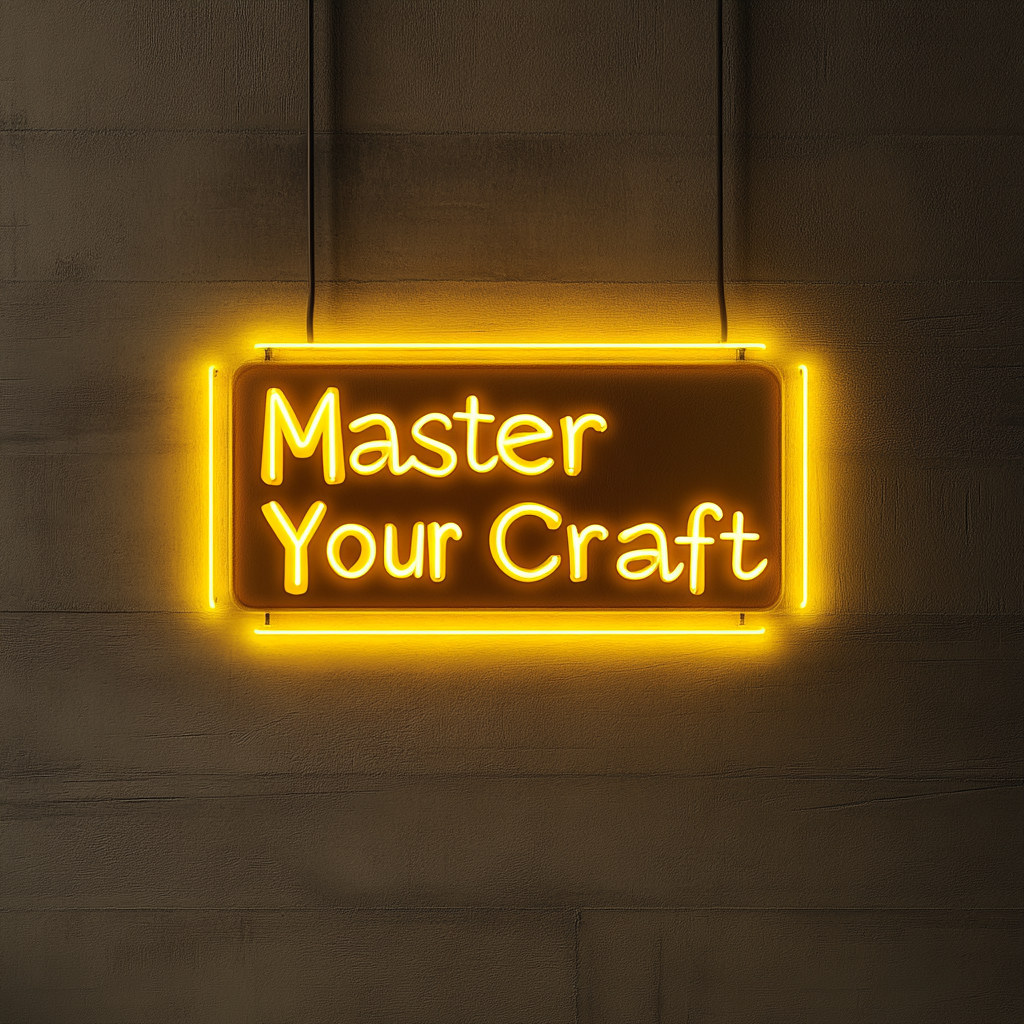 "Master Your Craft" - Yellow Neon Sign, 24 Inches