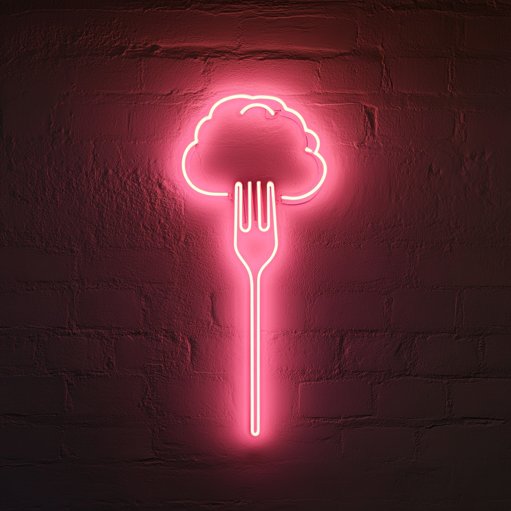 Meatball on Fork - Pink Neon Sign, 18 Inches